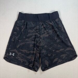 Under Armour 7" SpeedPocket‎ Lined Shorts Men's M Dark Green Camo Fitted Run Gym